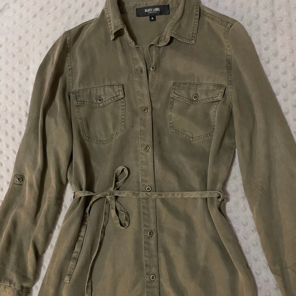 Olive Green Button Down Dress - Picture 2 of 4